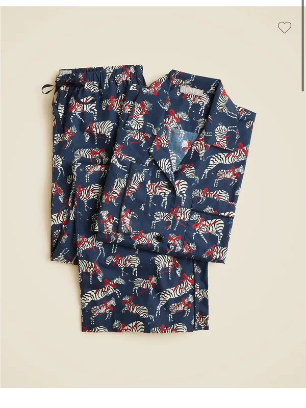 J.Crew Cotton Poplin Pajama pant Set in Party Animal Print Zebras - Image 2