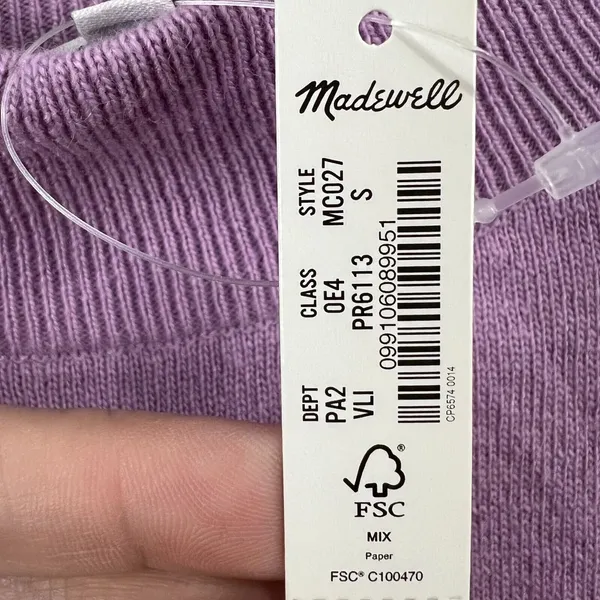 Madewell NEW Ashbury Mock Neck Pullover Sweater Long Sleeve Purple Small - Image 3