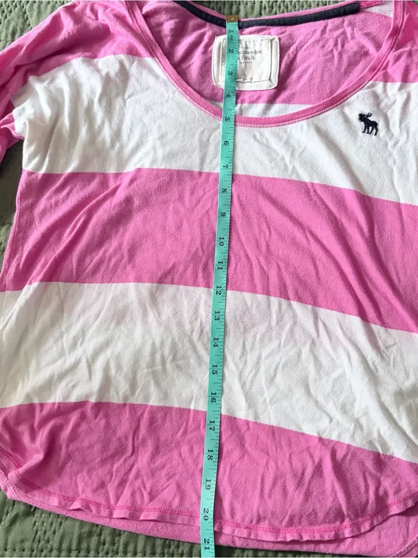 Abercrombie & Fitch Pink White Striped Scoop Neck Shirt Small Y2K Vintage - Image 6