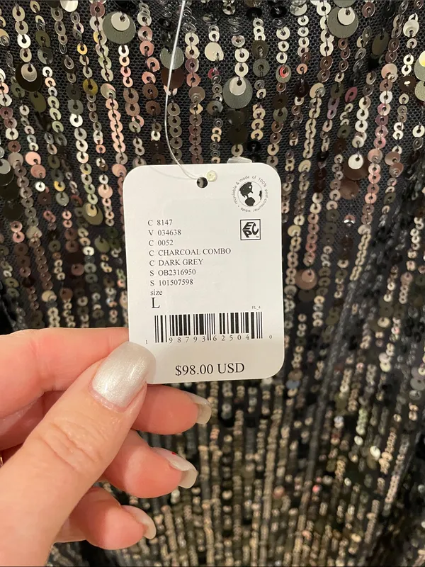 Free People Charcoal Combo Sequin Slip Dress - Image 2