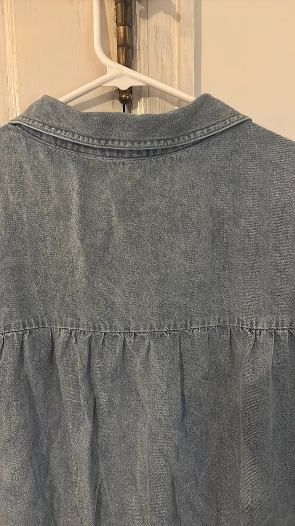 Denim Dress Button Up Short Sleeve Collared Neck - Image 7