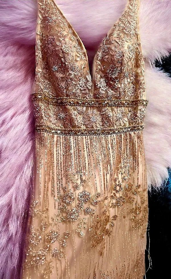 Trendy Rose Gold Sequins Designer Dress NWT - Image 10