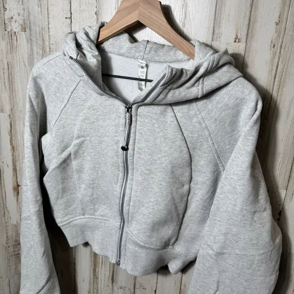 Lululemon Gray Full Zip Scuba Cropped Hoodie Womens Size 10 - Image 2