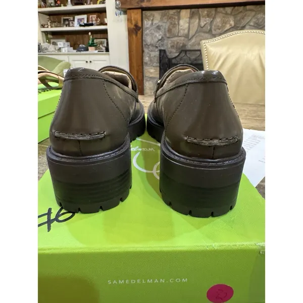 Sam Edelman Tully Alpine Green Shiny Slip On Chunky Lug Sole Loafers‎ Size 7.5 - Image 6