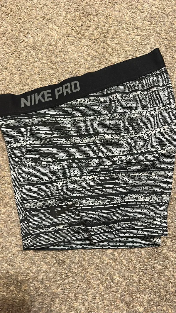 Black White Nike Dri-Fit Spandex Pro Shorts S - Image 2