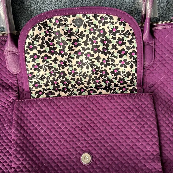 Vera Bradley large tote Quilted Gloxinia purple nwt large fits everything books - Image 2