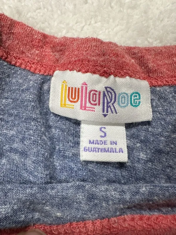 LuLaRoe Small Womens Blue & Red Baseball Tee 3/4 Sleeve Simply Comfortable - Image 2