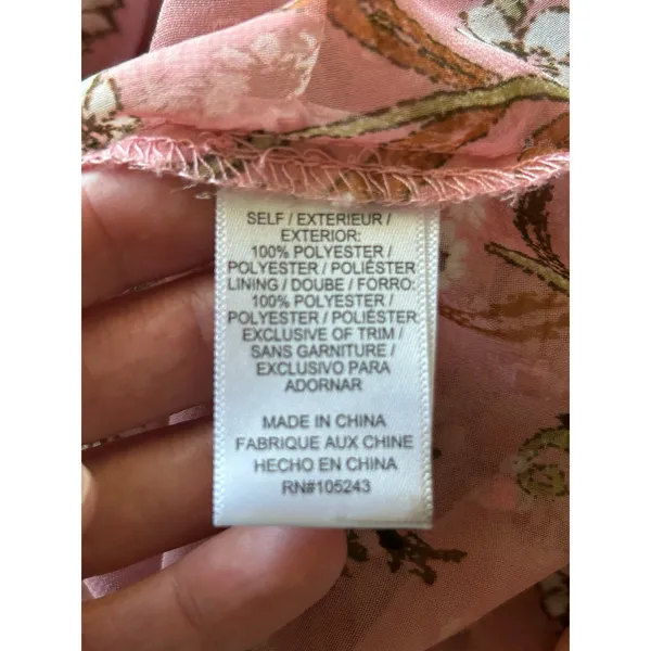 Studio B by Bobeau pink floral sheer blouse ruffle sleeves Medium - Image 5