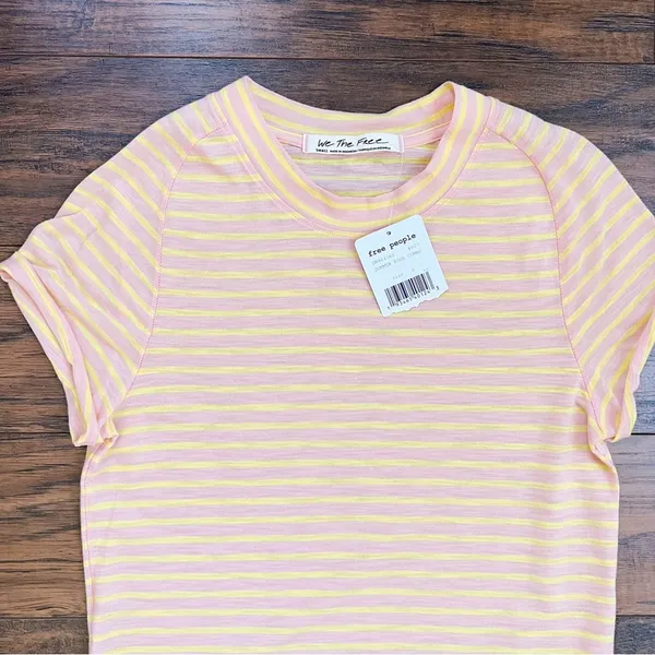 Free People • Night Sky Tee pink stripe Summer Rose baby t shirt - Image 4