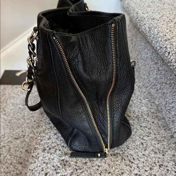 EUC Kate Spade Black Leather Expandable Shoulder Bag - Image 5