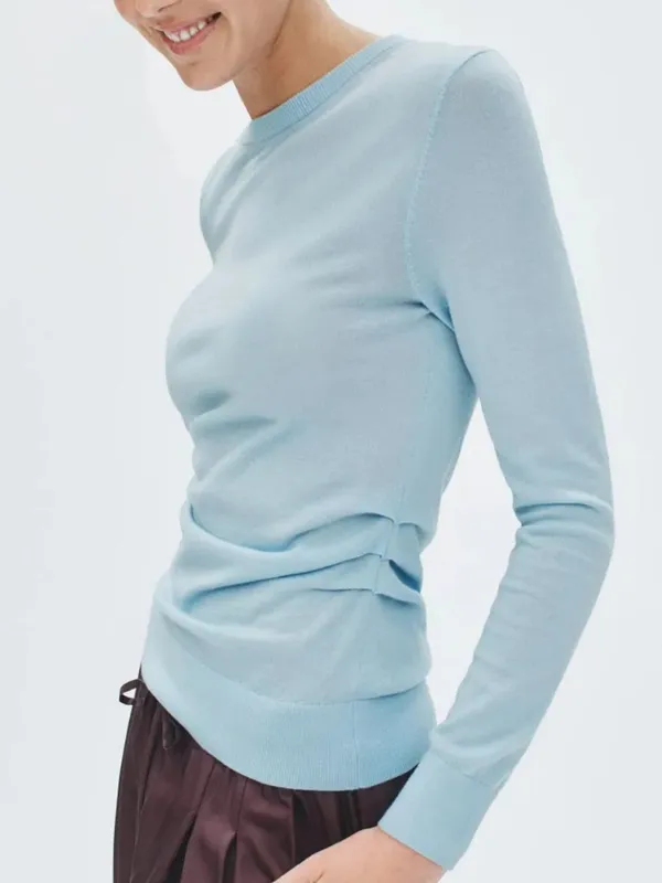 🌟 Lk Bennett 🌟 Dora Crew Neck Merino Wool Cotton Blend Sweater Blue Xs - Image 2