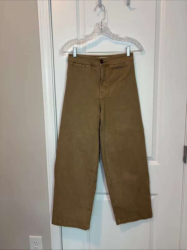 Madewell Curvy Emmett Wide-Leg Crop Pant: Welt Pocket Edition Drill Khaki - Image 8