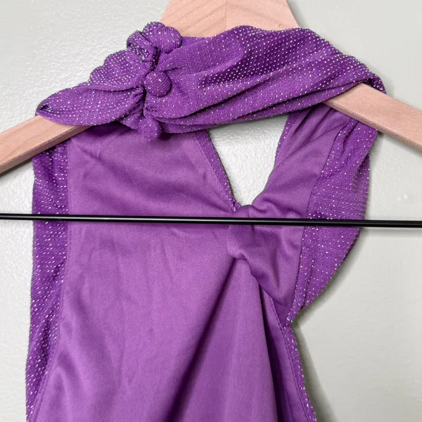 NWT Hello Molly Fabulous Spark Halter Glitter Maxi Dress Purple Women’s Size 8 - Image 10