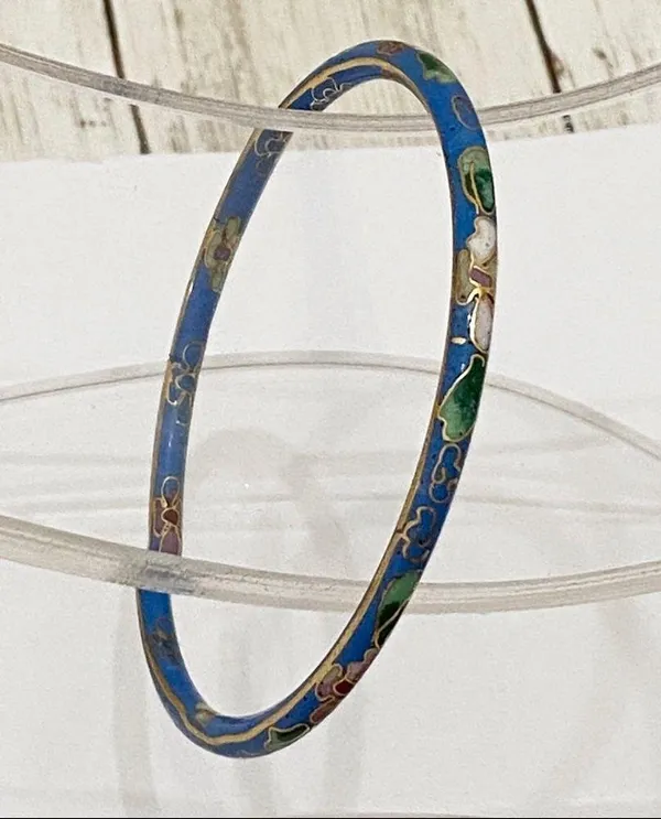 Vintage Cloisonné Skinny Bangle Bracelet - Image 6