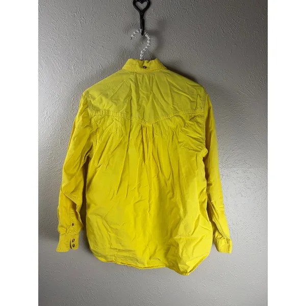 Vintage Urgent Gear Shirt Womens Size Medium Yellow Button Front Western Preppy - Image 7