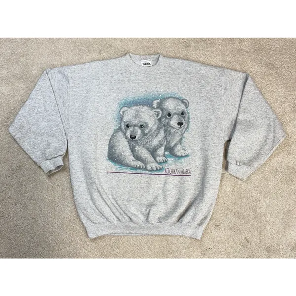 Tultex Vintage Polar Bear Cubs Ketchikan Alaska Graphic Sweatshirt Size XL - Image 2