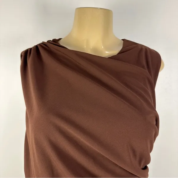 New Zara Bodycon Brown Dress Sz XXL Ruched Sleeveless Chic NWT - Image 4