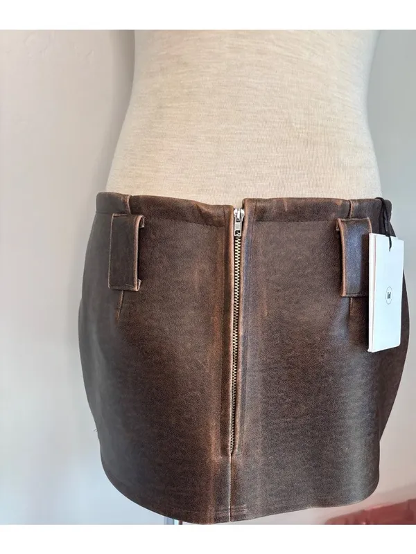 Milkwhite Mini Skirt in Used Small New Womens Faux Leather Vegan - Image 8