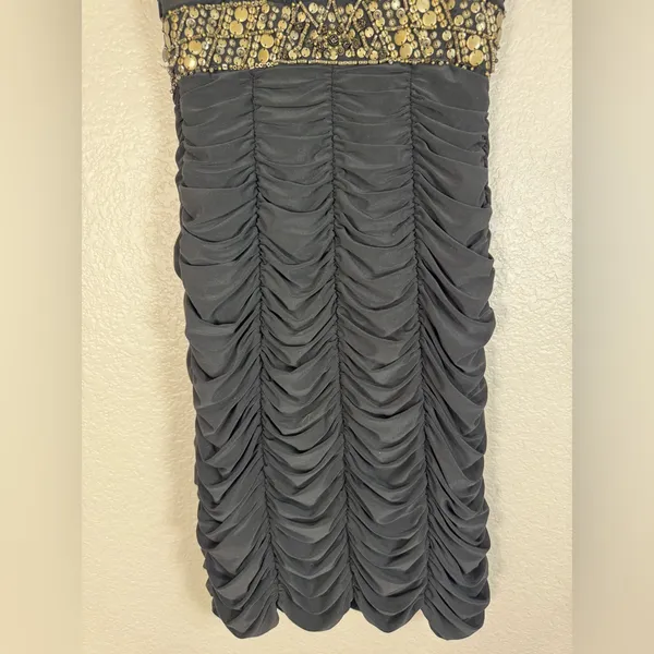Vintage Sue Wong Nocturne Black Ruched Beaded Mini Dress size 8 - Image 7