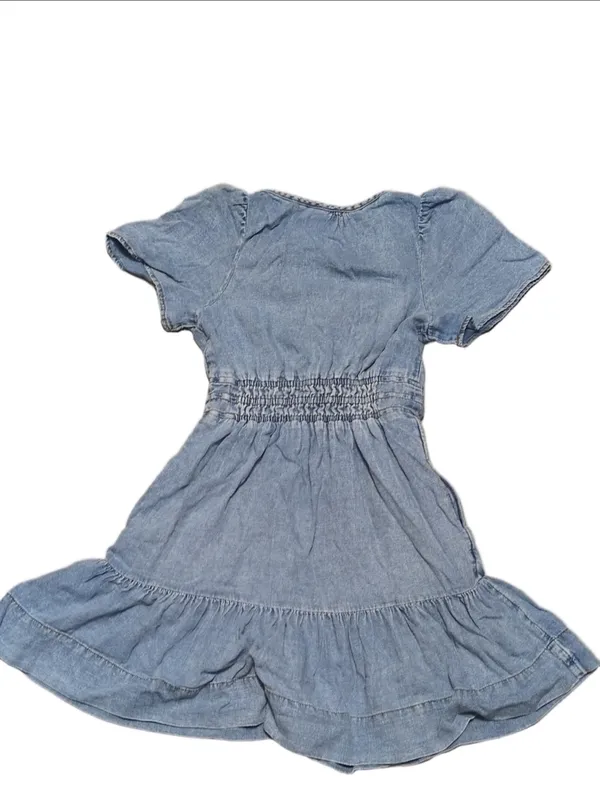 Anthropologie The Somerset Mini Dress Denim Edition Smock Waist Tiered Hem XXS - Image 4
