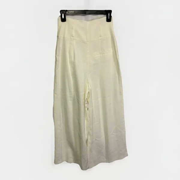 Topshop Women’s Pleated Front White Crop Wide-leg Pants Size US 2 Culottes - Image 5