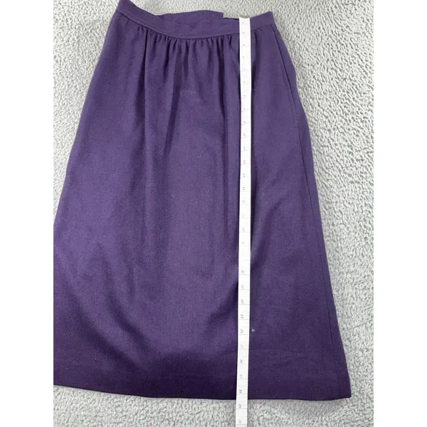 Evan-Picone Skirt Women 6 Purple Wool Blend‎ 28'' Midi Pockets Dark Academia Vtg - Image 3