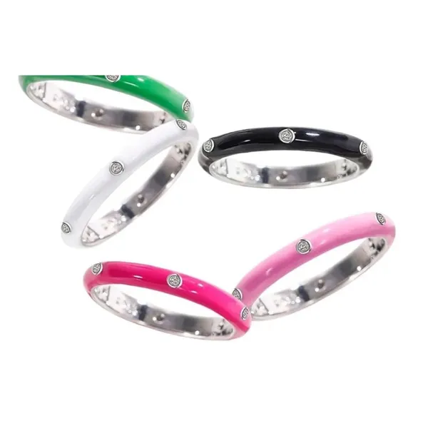 Boutique NEW Pave‎ Black & White Stackable Ring | 925 Sterling Silver Enamel - Image 9