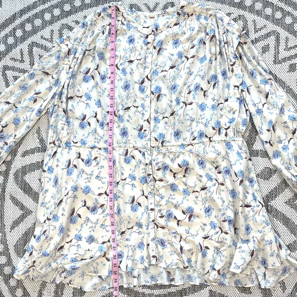 Free People Flower Fields Long Sleeve Mini Dress in Ivory Combo Medium - Image 11