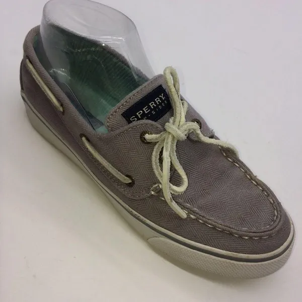 Sperry Top Siders Bahama with Gray Herringbone Cotton Canvas for Wormen - Image 6