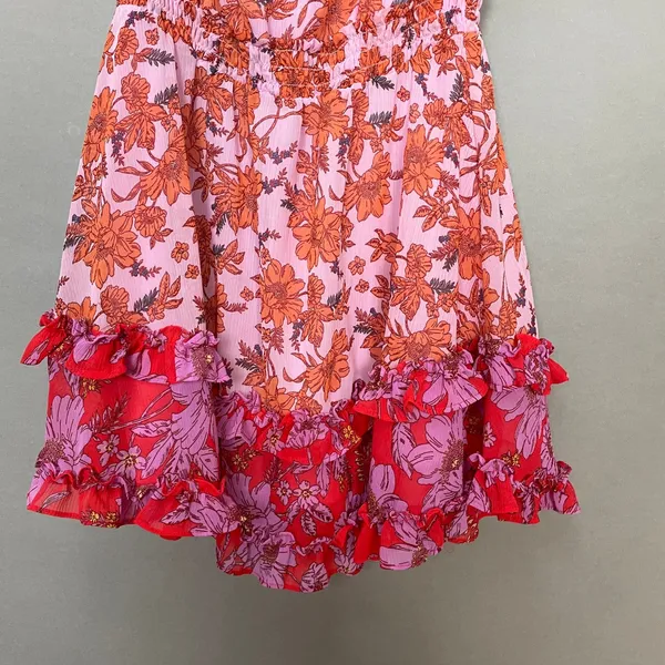 Jessica Simpson Floral Dress Off the Shoulder Amelia Pink Orange Size XS Girly - Image 7