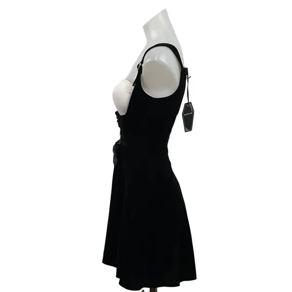 NEW Dolls Kill The Grave Girl Moonlit Maven Black Velvet A-Line Tank Dress XXS - Image 2
