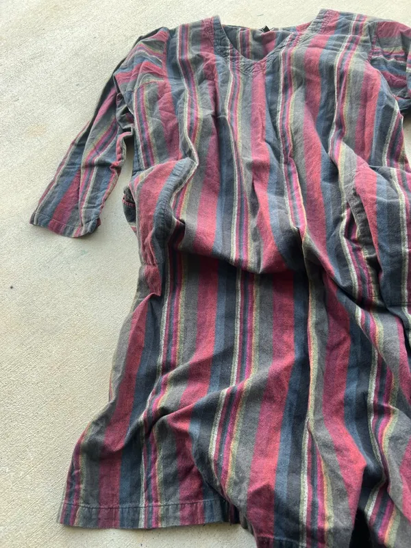 Vintage J.Peterman Striped V‎ Neck Maxi Dress Red Size L - Image 4
