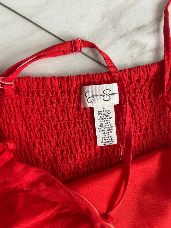 Red linen mini dress - Image 4