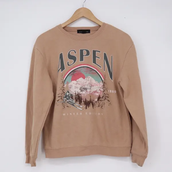 Social Scene Aspen Ski Resort Winter Edition Graphic Sweatshirt Tan XS - Image 2