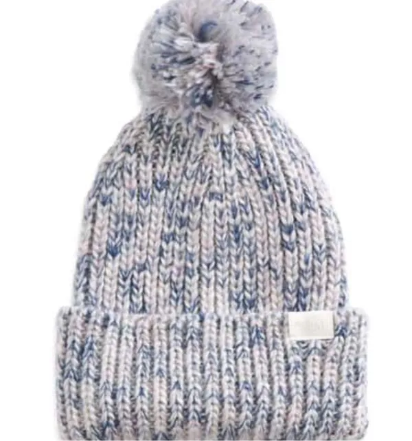 The North Face Cozy Chunky Beanie Knit Cuffed Hat Gray Multicolor NEW - Image 6
