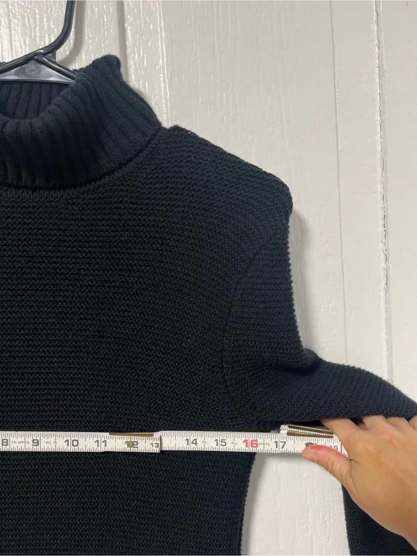 J.Crew Classic Turtleneck Waffle knit Wool Blend Black sweater size small - Image 6