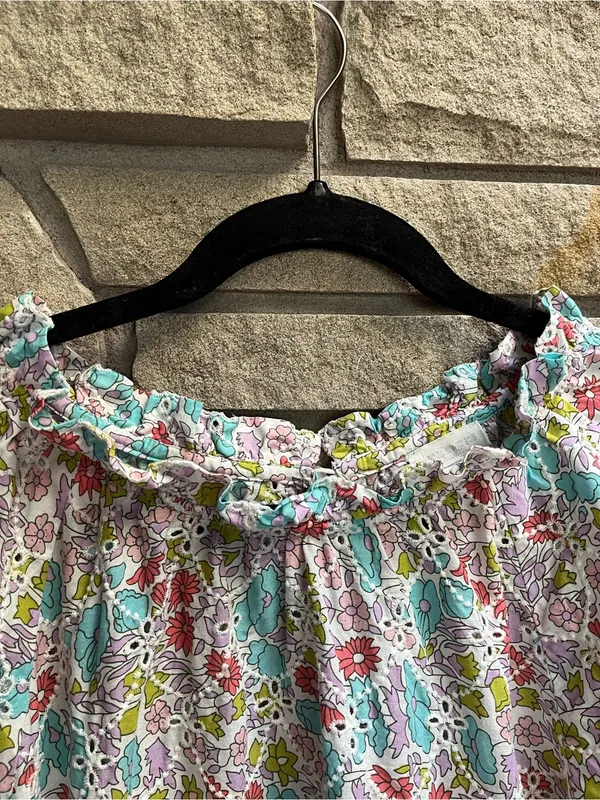 Anthropologie Jennifer Grace Floral Smocked Neck Top in Mint, Lilac, Pink Medium - Image 5
