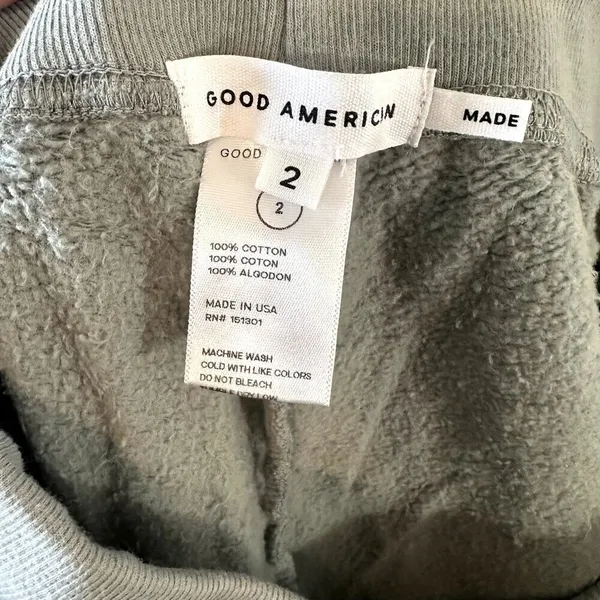 NWT Good American Good Waist Cotton Terry Joggers in Quarry - Size 2 (Medium) - Image 3