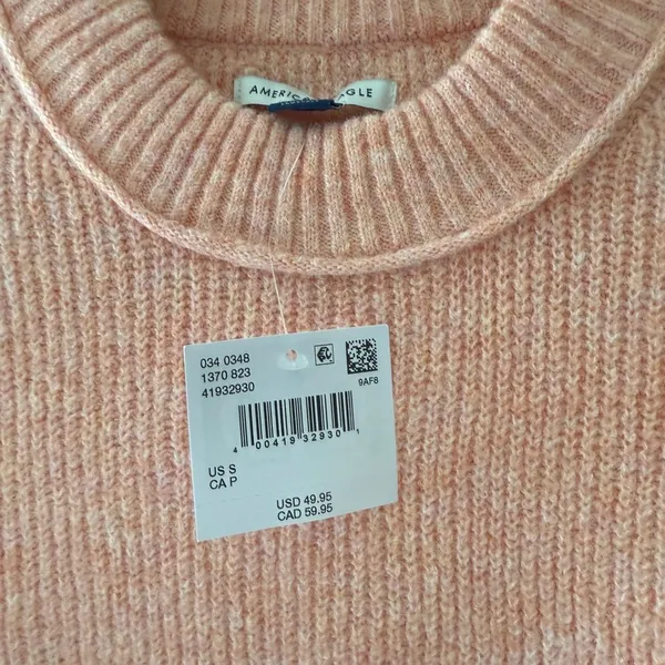 American Eagle Crewneck Sweater Size S Pink Orange NWT Soft Cozy Knit AEO - Image 6