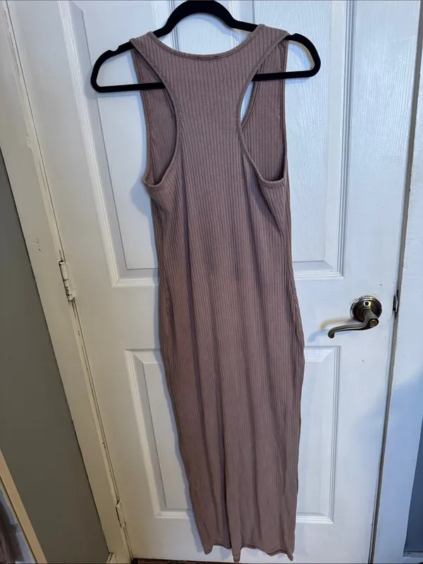 MadragRibbed Maxi Tank Dress in Mauve - Image 3