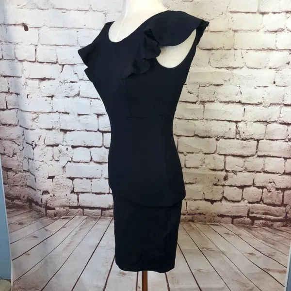 Lulu's Black Bodycon Dress with‎ Ruffle Sleeves - Image 4