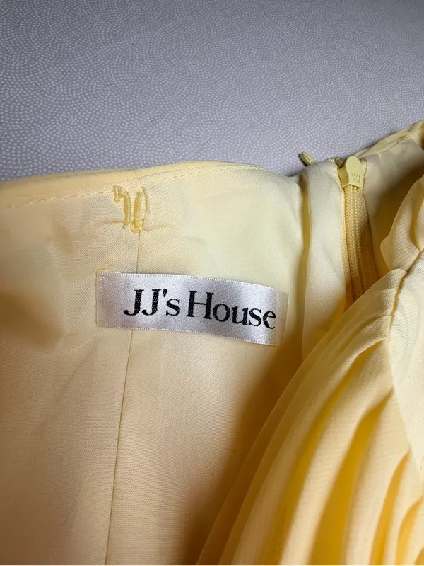 JJ’s House Daffodil Yellow One Shoulder Formal Maxi Dress Size 6 NWT Pleated - Image 4
