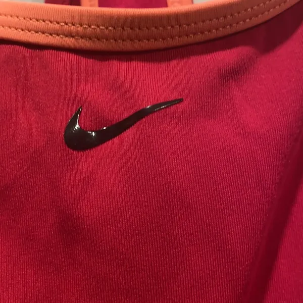 Nike workout tank pink built in padded bra XL strappy t back loose fitting logo - Image 4