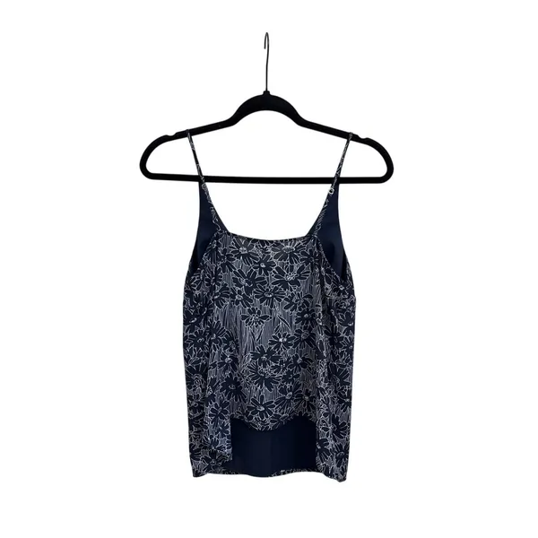 Banana Republic Spaghetti Strap Tank Camisole Floral Navy White Top Size XS - Image 2