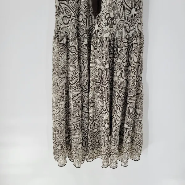 Connected Apparel Womens Dress 12 Brown Floral Sleeveless Drop Waist Midi Flowy‎ - Image 4
