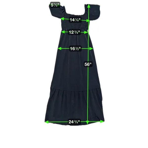 Kaileigh Womens Maternity A-Line Maxi Dress XS Black Cottage Boho Milkmaid - Image 9