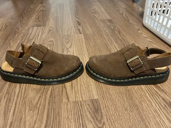 Dr. Martens brown suede clogs with ankle strap - Image 3