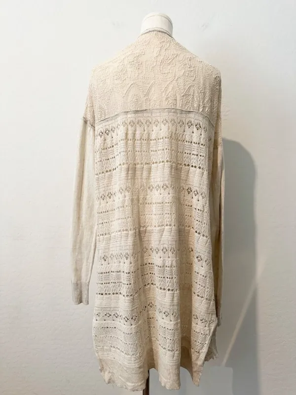 Free People Back To You Longline Duster Cardigan Embroidered Boho Crochet Casual - Image 11