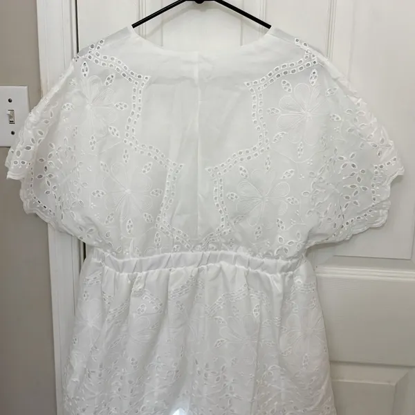 Shein Tiered Skirt Floral Eyelet Dress in White - Image 4