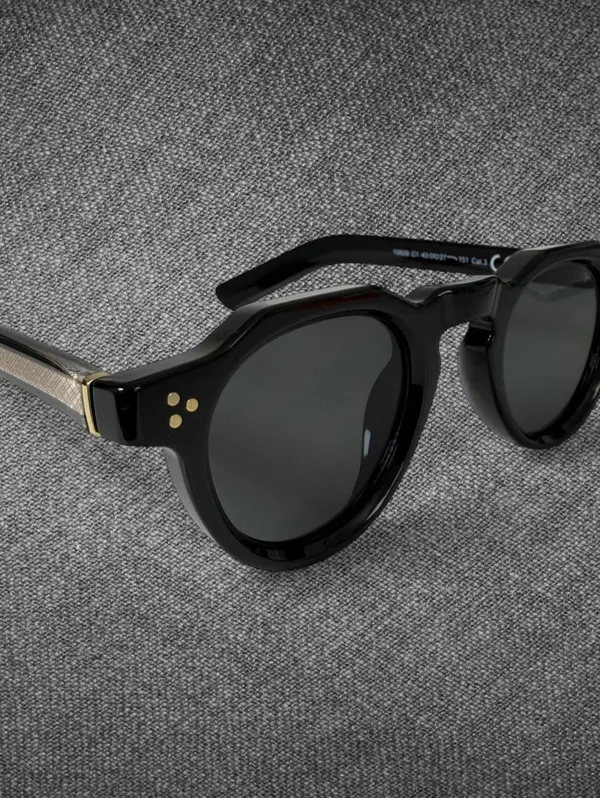 Black Round Sunglasses Gold Rivet Retro Style - Unbranded - Image 7
